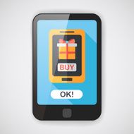 cell phone online shopping flat icon with long shadow eps10 N3