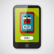 cell phone online shopping flat icon with long shadow eps10 N4