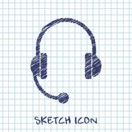 headset vector sketch icon