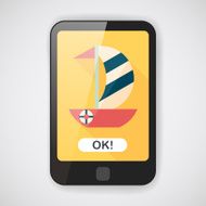 Sailboat flat icon with long shadow eps10