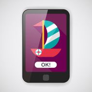 Sailboat flat icon with long shadow eps10 N2