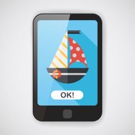 Sailboat flat icon with long shadow eps10 N7