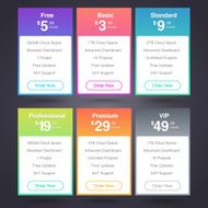 Six Vector Pricing Tables for Web