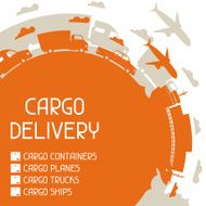 Freight cargo transport icons background in flat design style
