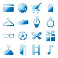 Shopping Icons Set Crystal Blue N2