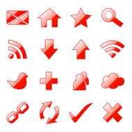 Web Icons Set Crystal Red