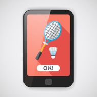 badminton racket and ball flat icon with long shadow eps10 N4