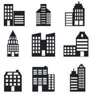 Buildings stores and home icon set