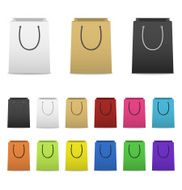 Blank paper shopping bags set isolated on white N3