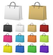Blank paper shopping bags set isolated on white N5