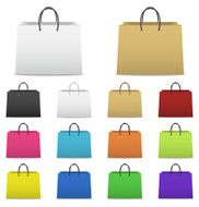 Blank paper shopping bags set isolated on white N6