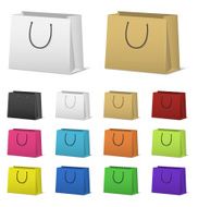 Blank paper shopping bags set isolated on white N7