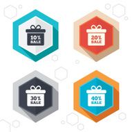 Sale gift box tag icons Discount symbols N29