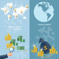 Global monetary system banking money transfer business banners