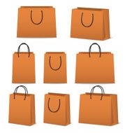 Blank paper shopping bags set isolated on white N10