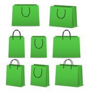 Blank paper shopping bags set isolated on white N14