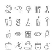 Ladies fashion cosmetics and beauty linear icons set N2