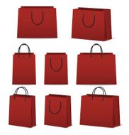 Blank paper shopping bags set isolated on white N17