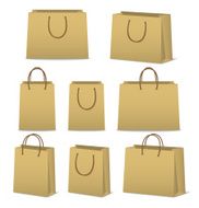 Blank paper shopping bags set isolated on white N18