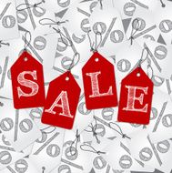 White discount labels and red with sale text