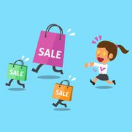 Cartoon a woman and shopping bags N2