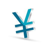 Japanese yen currency blue symbol icon