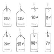 Vector Set of Sketch Discount Tags N4