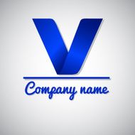 Icon of paper business logo letter v