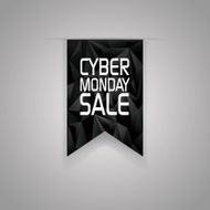 Cyber monday sale ribbon element Low poly design black background