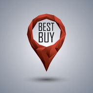 Best buy low poly icon Polygonal location pin with promotional