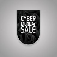 Cyber monday sale ribbon element Low poly design black background N2