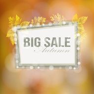 Autumn fall big sale poster blurred background gold leaves lights