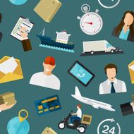 Seamless pattern with flat color icons Concept for delivery service