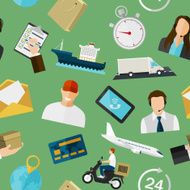 Seamless pattern with flat color icons Concept for delivery service N2