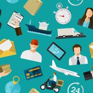 Seamless pattern with flat color icons Concept for delivery service N3