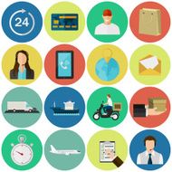 Set of flat color icons Concept for delivery service N2