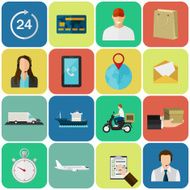 Set of flat color icons Concept for delivery service N3