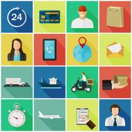 Set of flat color icons with long shadows Concept for N5