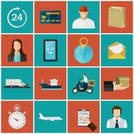 Set of flat color icons Concept for delivery service N7