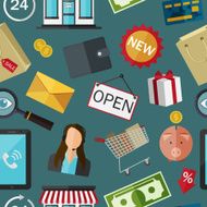 Seamless pattern with flat color icons Concept for online store N2