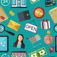 Seamless pattern with flat color icons Concept for online store N3