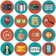 Set of flat color icons Concept for online store N3
