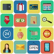 Set of flat color icons Concept for online store N4