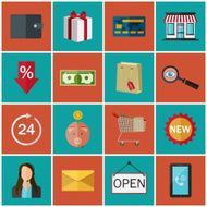 Set of flat color icons Concept for online store N7