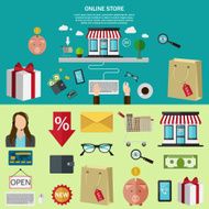 Flat color banner Concept for online store