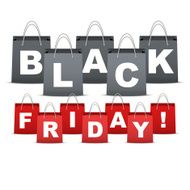Background of Black Friday sales with letters in shopping bag