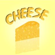 Vector illustrated triangular piece of cheese