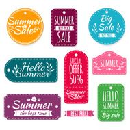 Set summer stickers labels coupons Summer discounts promotions offers