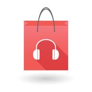 Red shopping bag icon with a earphones