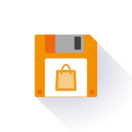 Floppy disk with a shopping bag